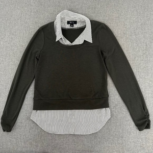 BCX Lightweight Sweater XS‎ Striped Dark Green